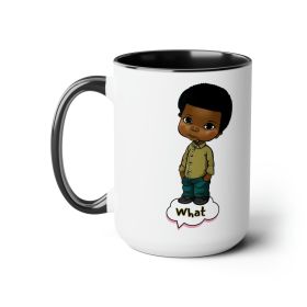 Accent Ceramic Coffee Mug 15oz - What, African American Boy Illustration Art