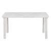 TREXM 6-Piece Dining Table Set with Marble Veneer Table and 4 Flannelette Upholstered Dining Chairs & Bench (White+Blue)