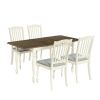TOPMAX Mid-Century 5-Piece Extendable Dining Table Set Kitchen Table Set with 15inch Butterfly Leaf for 4, Light Brown+Butter Milk