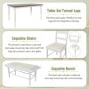 TOPMAX 6-peice Dining Set with Turned Legs, Kitchen Table Set with Upholstered Dining Chairs and Bench,Retro Style, White