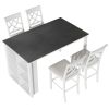 TOPMAX Counter Height 5-piece Solid Wood Dining Table Set, 59*35.4Inch Table with Wine Rack and 4 Upholstered Chairs, White