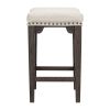 TREXM 3-Piece Retro Dining Set Solid Wood Counter Height Pub Set Foldable Table with 2 Saddle Stools for Kitchen, Small Space (Espresso)