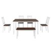 TOPMAX 6-piece Wooden Kitchen Table set, Farmhouse Rustic Dining Table set with Cross Back 4 Chairs and Bench,White+Cherry