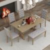 TREXM 6-Piece Retro Dining Set with Unique-designed Table Legs and Foam-covered Seat Backs&Cushions for Dining Room (Grey Wash)