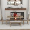 TREXM 6-Piece Retro Dining Set with Unique-designed Table Legs and Foam-covered Seat Backs&Cushions for Dining Room (Grey Wash)