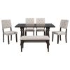 TREXM 6-Piece Dining Table and Chair Set with Special-shaped Legs and Foam-covered Seat Backs&Cushions for Dining Room (Espresso)
