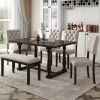 TREXM 6-Piece Dining Table and Chair Set with Special-shaped Legs and Foam-covered Seat Backs&Cushions for Dining Room (Espresso)