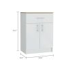 Monroe 2 Piece Kitchen Set, Milos Kitchen Island Table + Barbados Pantry Cabinet, White / Light Oak