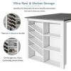 TOPMAX Counter Height 5-piece Solid Wood Dining Table Set, 59*35.4Inch Table with Wine Rack and 4 Upholstered Chairs, White
