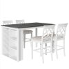 TOPMAX Counter Height 5-piece Solid Wood Dining Table Set, 59*35.4Inch Table with Wine Rack and 4 Upholstered Chairs, White