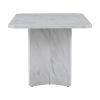 TREXM 6-Piece Modern Style Dining Set with Faux Marble Table and 4 Upholstered Dining Chairs & 1 Bench (White)