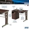 Techni Mobili Computer Desk with Ample Storage, Chocolate
