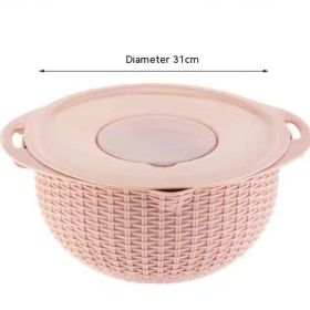 Draining Basket Kitchen Rice Washing Dish Fabulous Fruit Washing Tool Fruit Plate Vegetable Washing Basket (Color: pink)