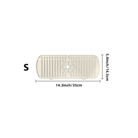 1pc Silicone Sink Faucet Mat Splash Guard; Kitchen Sink Draining Pad Behind Faucet Dish Drying Mat For Countertop; Bathroom; Farmhouse (Color: Beige)