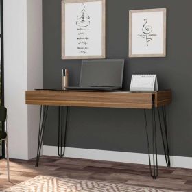 Posey 1-Drawer Rectangle Writing Desk with Hairpin Legs Mahogany (Color: as Pic)